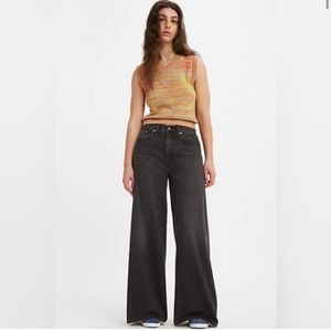 NWT Free People Levi’s XL Flood Wide Leg Jeans in Black size 29 x 32